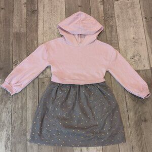 Carter's KID, Hoodie Dress, PInk.Grey w Strs, Sz 5/5A